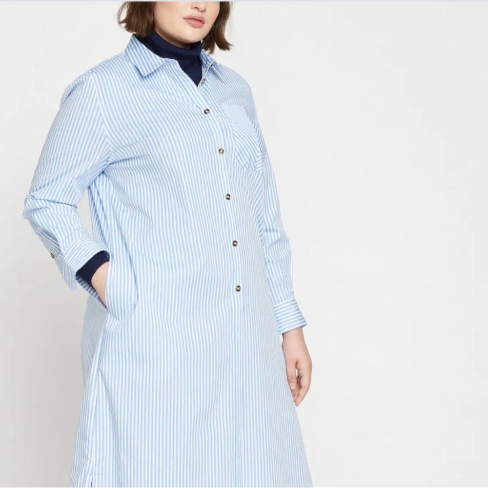 Universal Standard NWT Stretch Poplin Shirt Dress 10/12 XS Stripes Spring Summer